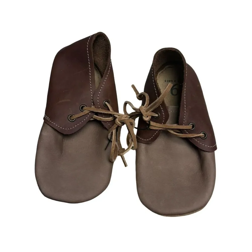 New Sun & Lace Hand Crafted Brown Leather Soft Sole Baby Toddler Shoes